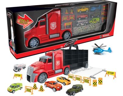 1:16 Ťahač s autami a vrtuľníkom 55 cm - Poškodený obal
