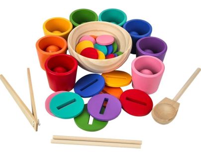 2Kids Toys Dúhové guličky, mince a kalíšky 8 farieb