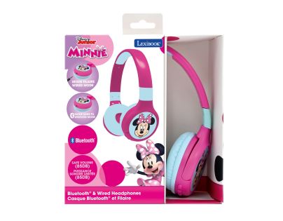 Lexibook 2v1 bluetooth skladacie slúchadlá Minnie s limitom hlasitosti