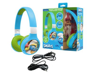 Lexibook 2v1 bluetooth skladacie slúchadlá Šmolkovia s limitom hlasitosti