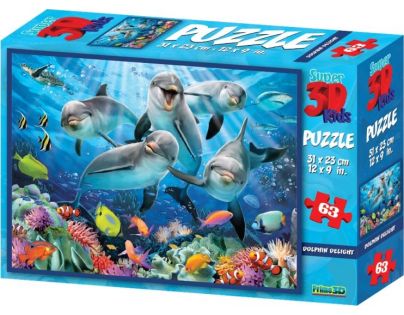 3D Puzzle Delfíny 63 dielikov