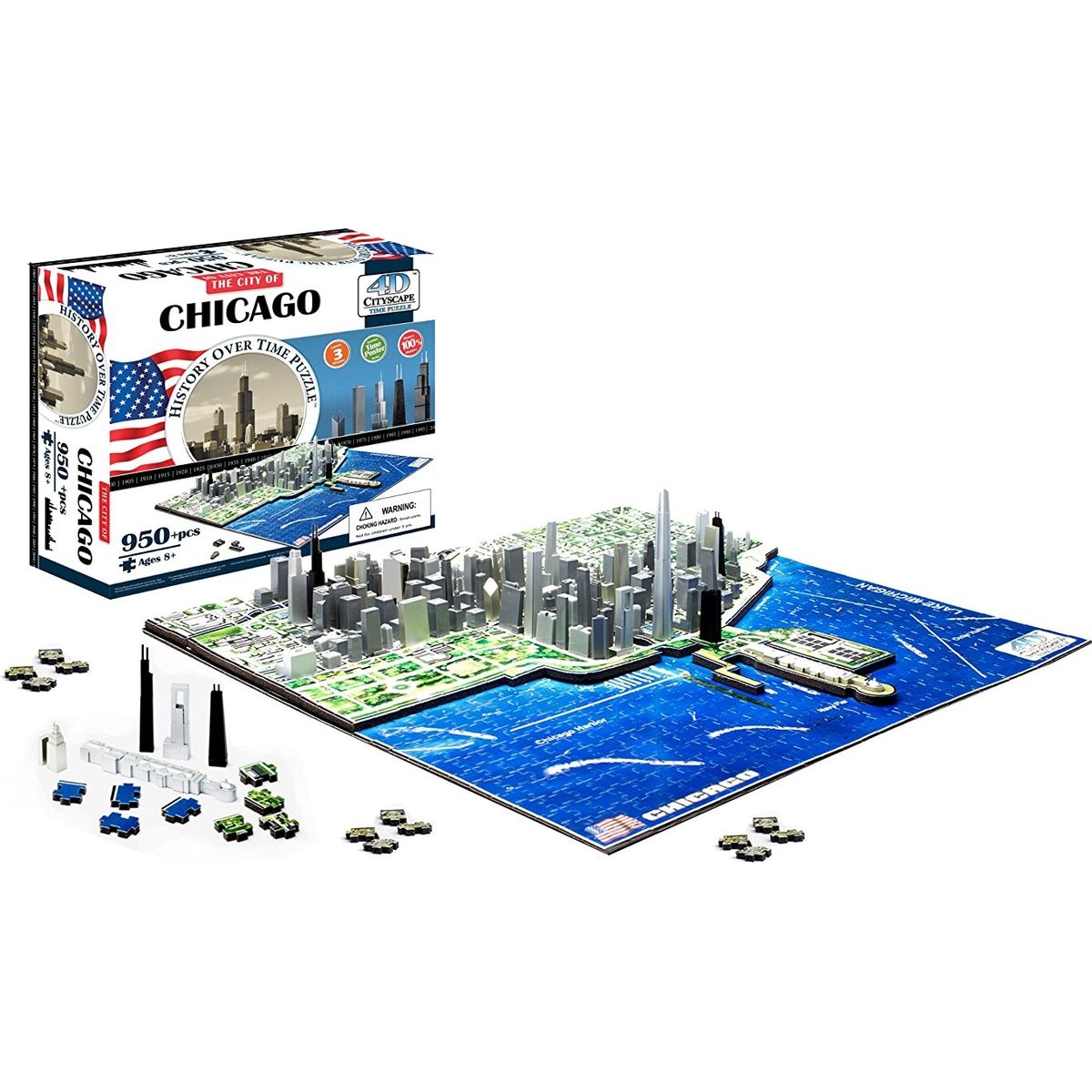 4D Cityscape puzzle Time Panorama Chicago