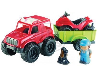 Ecoiffier 3216 - Abrick 4x4 Jeep s vozíkem a čtyřkolkou