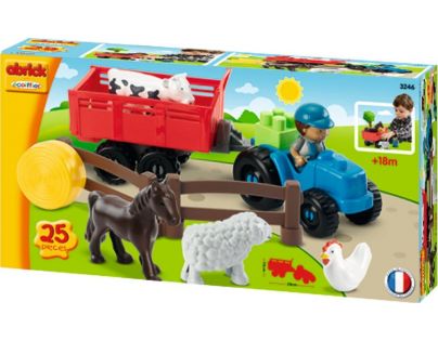 Abrick 3246 Traktor s přívěsem a zvířaty