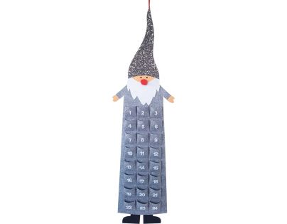 Anděl  Adventný kalendár z filcu škriatok sivý 124 cm