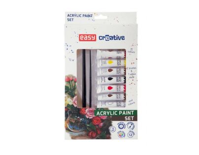 Easyoffice Akrylové farby Set 12 farby so štetcami a paletou