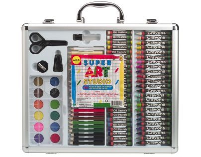 ALEX 54 - Kufřík s pastelkami a barvami kov oboustranný 37x30cm