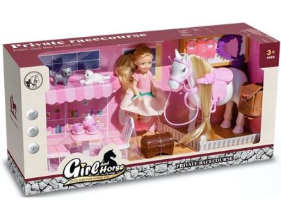 Alltoys Hrací set koník s bábikou a mačičkami - Poškodený obal