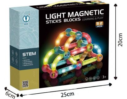 Alltoys Stavebnica magnetická svietiaca 52 ks