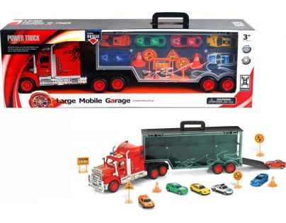 Alltoys Mobilná garáž v dizajne nákladiaku s autíčkami