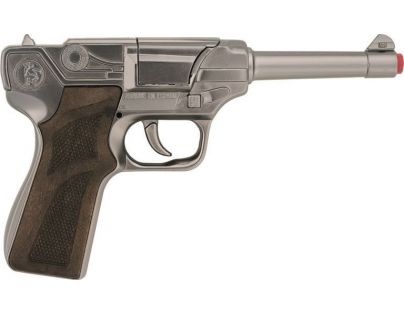 Alltoys Policajná pištoľ strieborná kovová 8 rán