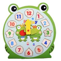 Alltoys Skladačka hodiny drevená žabka