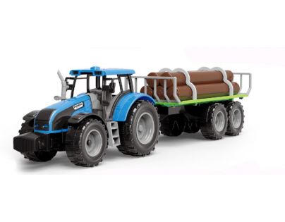 Alltoys Traktor s valníkom a drevom modrý