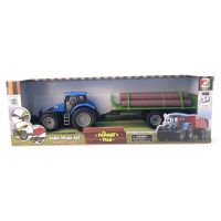 Alltoys Traktor s valníkom a drevom modrý 3