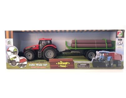 Alltoys Traktor s valníkom a drevom červený