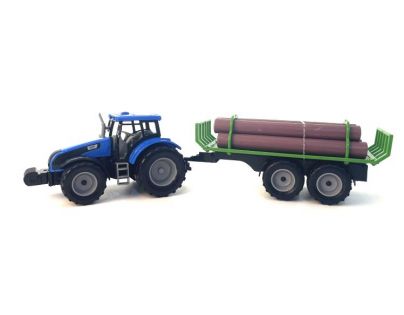 Alltoys Traktor s valníkom a drevom modrý