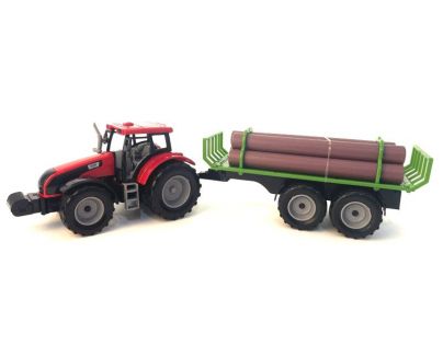 Alltoys Traktor s valníkom a drevom červený