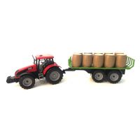 Alltoys Traktor s valníkom a sudami červený