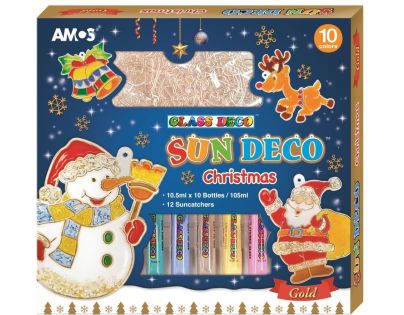 Anděl Přerov Farby na sklo - Vianočná sada 10 farieb 10,5 ml + 12 sklíčok