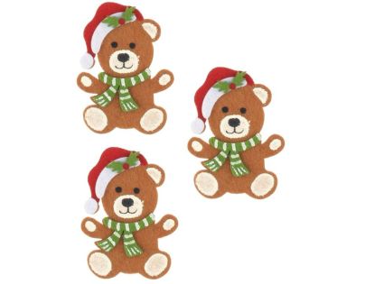 Anděl Přerov Medvedíky z filcu na štipcovi 5,5 x 7,5 x 0,3 cm, 3 ks v sáčku