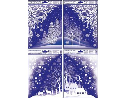 Anděl Přerov Okenné fólie s rohovými glitrami Zimná krajina 38 x 30 cm