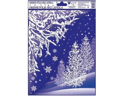 Anděl Přerov Okenné fólie s rohovými glitrami Zimná krajina 38 x 30 cm