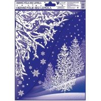 Anděl Přerov Okenné fólie s rohovými glitrami Zimná krajina 38 x 30 cm 2