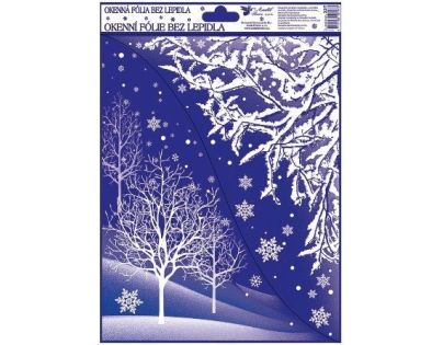 Anděl Přerov Okenné fólie s rohovými glitrami Zimná krajina 38 x 30 cm