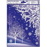 Anděl Přerov Okenné fólie s rohovými glitrami Zimná krajina 38 x 30 cm 3