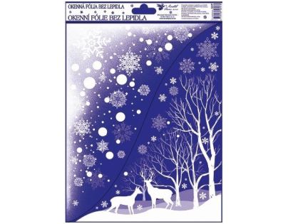 Anděl Přerov Okenné fólie s rohovými glitrami Zimná krajina 38 x 30 cm