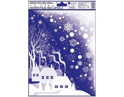 Anděl Přerov Okenné fólie s rohovými glitrami Zimná krajina 38 x 30 cm