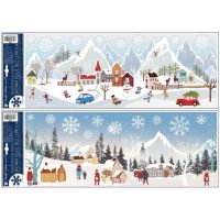 Anděl Přerov Okenné fólie s glitrami Zimná dedinka 21 x 59,5 cm