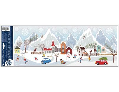 Anděl Přerov Okenné fólie s glitrami Zimná dedinka 21 x 59,5 cm