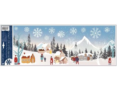 Anděl Přerov Okenné fólie s glitrami Zimná dedinka 21 x 59,5 cm
