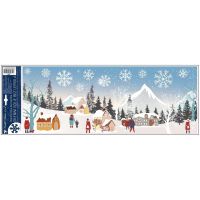 Anděl Přerov Okenné fólie s glitrami Zimná dedinka 21 x 59,5 cm 3