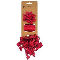 Anděl Přerov Súprava na balenie darčekov červená, rozeta 7 x 3,5 x 7 cm, stuha 0,5 cm x 10 m, kučera s lepíkom