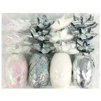 Anděl Přerov Súprava na balenie darčekov strieborna, rozeta 5 x 2 x 5 cm 12 ks, stuha 0,5 cm x 10 m 4 ks