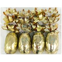 Anděl Přerov Súprava na balenie darčekov zlatá, rozeta 5 x 2 x 5 cm 12 ks, stuha 0,5 cm x 10 m 4 ks