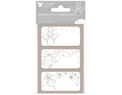 Anděl Přerov Samolepiace menovky na darčeky 8 x 16 cm so striebornou razbou, 6 ks