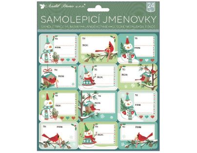 Anděl Přerov Samolepiace menovky na darčeky s glitrami 18x18, 24ks