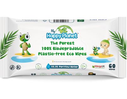 Aquaint Happy Planet Bio odbúrateľné vlhčené utierky 60 ks