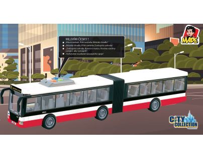 Autobus na zotrvačník hovorí česky hlási zastávky CZ design
