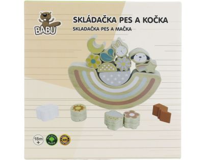 BABU - Balančná drevená hra PES a MAČKA