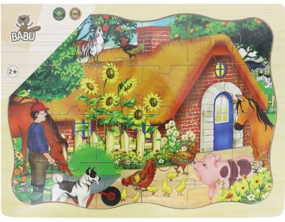 BABU - Drevené puzzle chalúpka - 24 dielikov