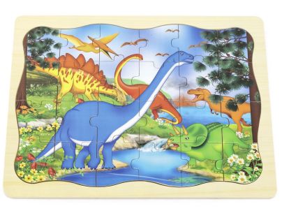 BABU - Drevené puzzle dinosaurus - 24 dielikov