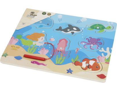 BABU - Drevené puzzle s prútom morský svet