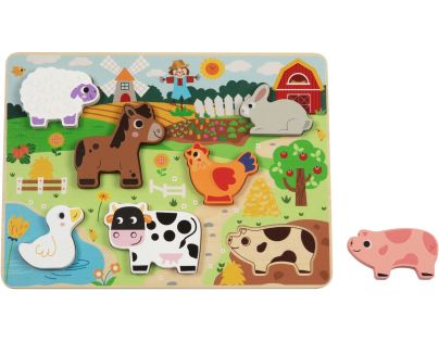 BABU - Drevené vkladacie puzzle malá FARMA