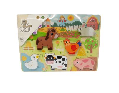 BABU - Drevené vkladacie puzzle malá FARMA