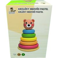 BABU - Skladacia pyramída pastelové krúžky MEDVEĎ 2