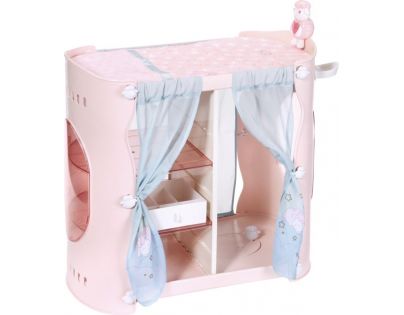 Baby Annabell 2v1 Šatní skříň a přebalovací stůl modré závěsy